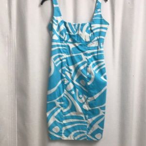 Aqua Blue and White Dress